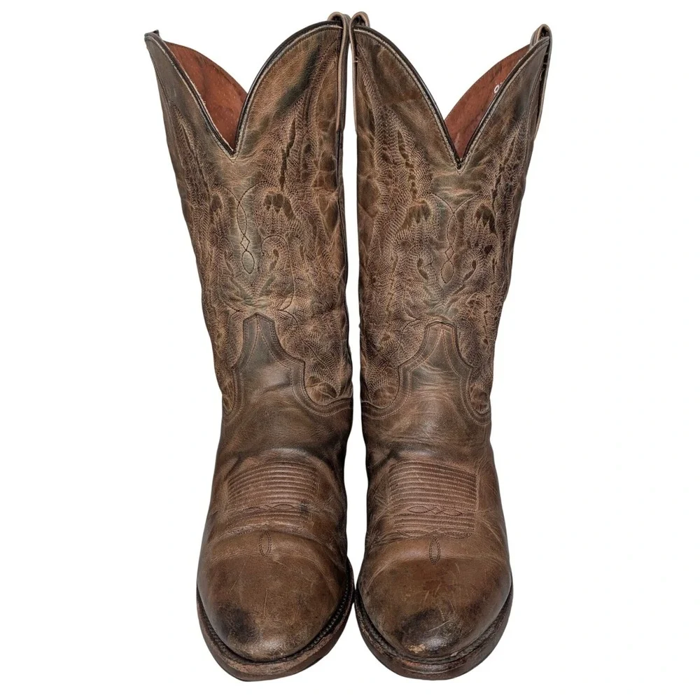 Dan Post Cowboy Boots Mens 13D Brown Leather Western Distressed Made in Mexico